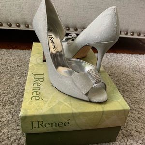 J. Renee silver ‘peep toe’ heels
